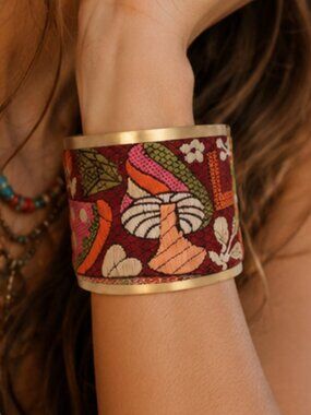Love You So Mush Retro Hippie Mushroom Cuff Bracelet